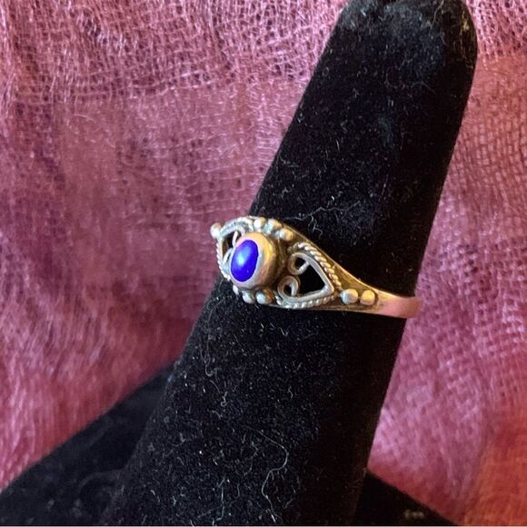 Vintage Sterling Silver Lapis Lazuli Ring Size 5 1/2 - Picture 6 of 6